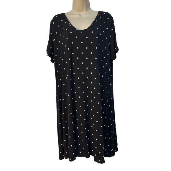 Amazon Essentials Short Sleeve Crewneck Polka Dot Midi Dress Black/White XL - Picture 1 of 9